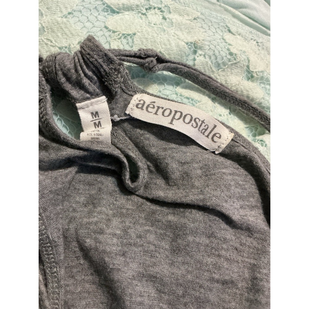 Aeropostale Gray Lace Beaded Tank Top Medium Fairy Boho Y2K - Picture 6 of 6